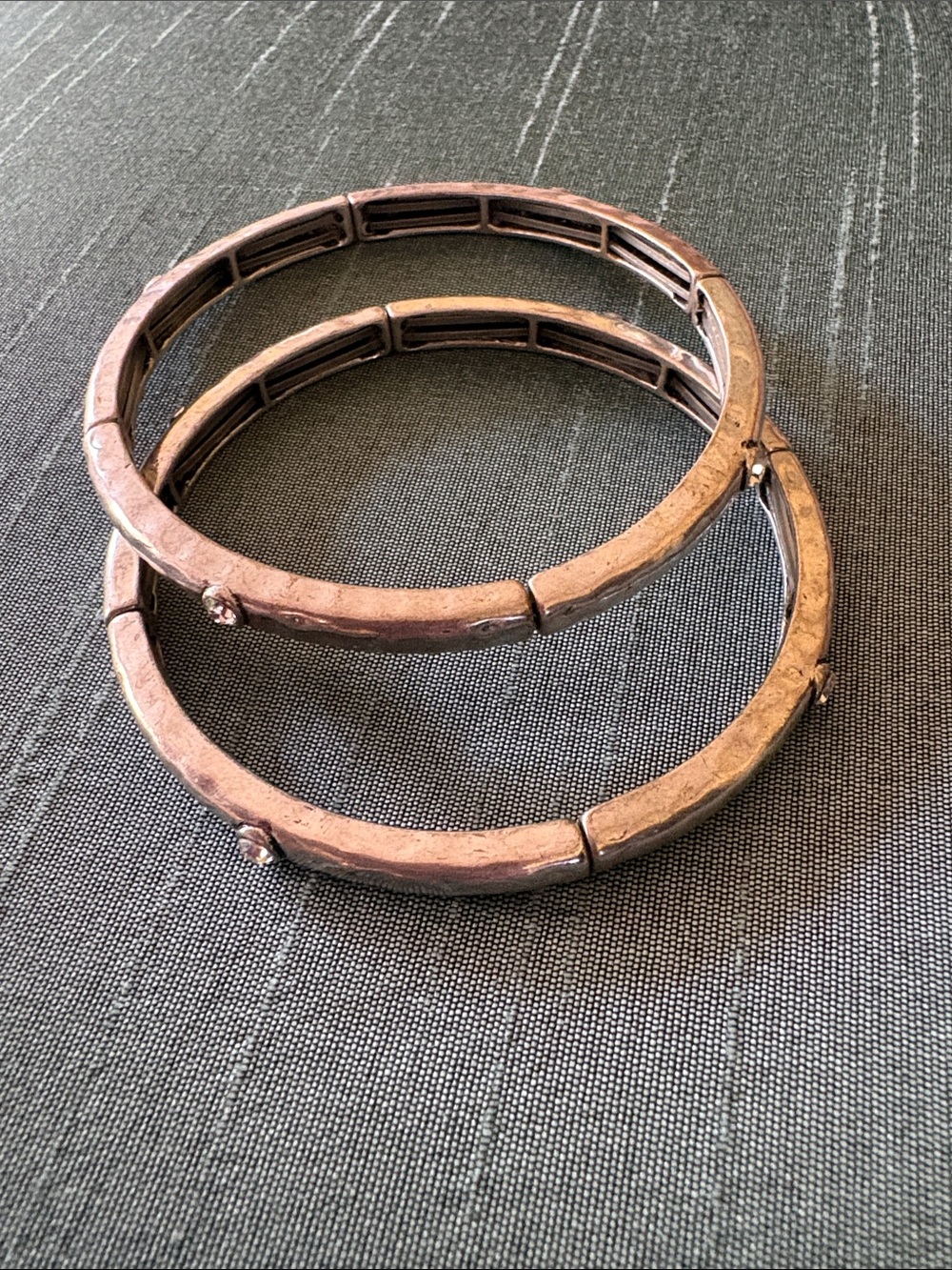 Elegant Silver-Tone Stretch Bangle Bracelet Set   With rhinestones